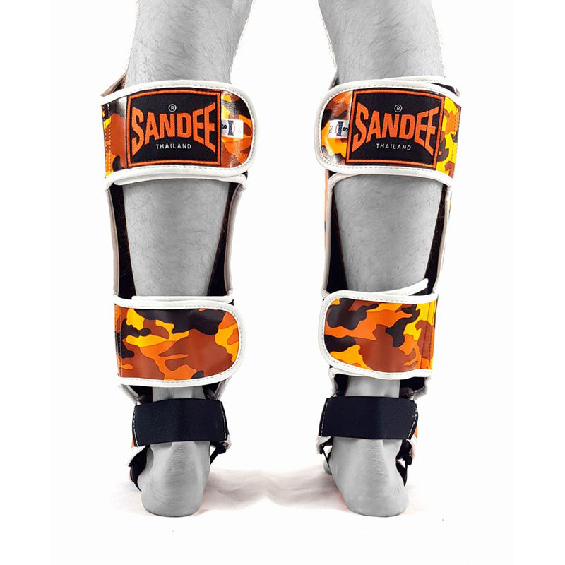 Kids Camo Boot Shinguards - Orange & White