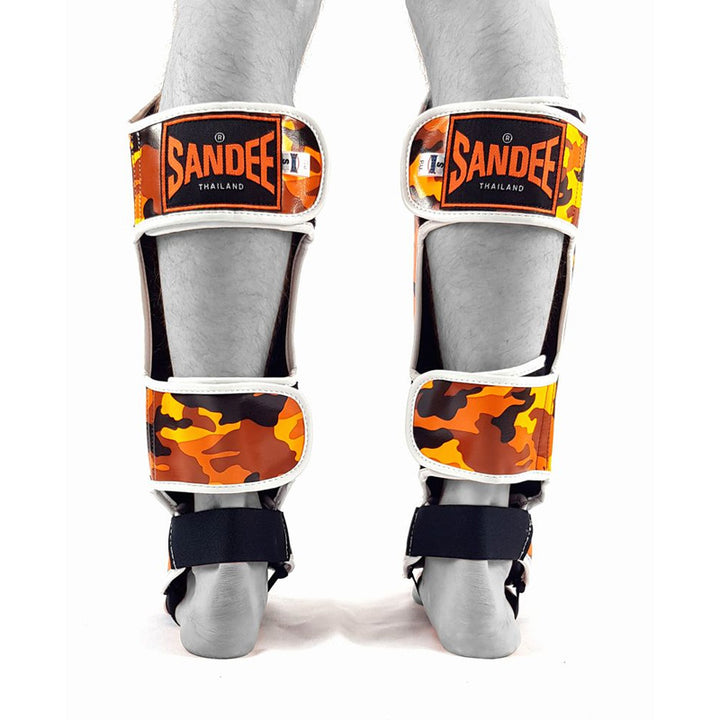 Kids Camo Boot Shinguards - Orange & White