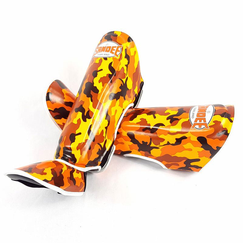 Kids Camo Boot Shinguards - Orange & White