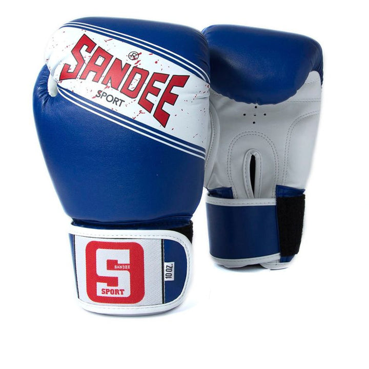 Sport Velcro 2 Tone Boxing Gloves - Blue & White