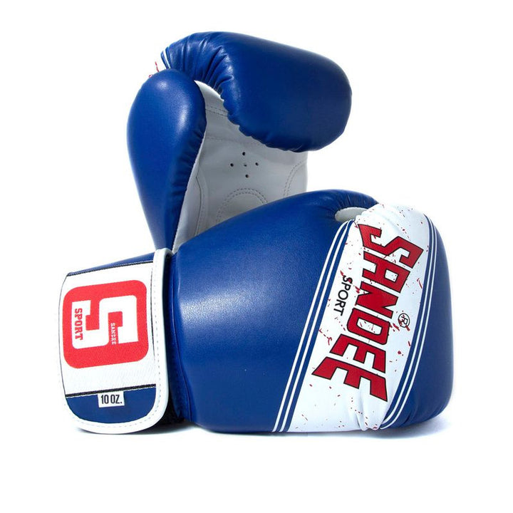 Sport Velcro 2 Tone Boxing Gloves - Blue & White