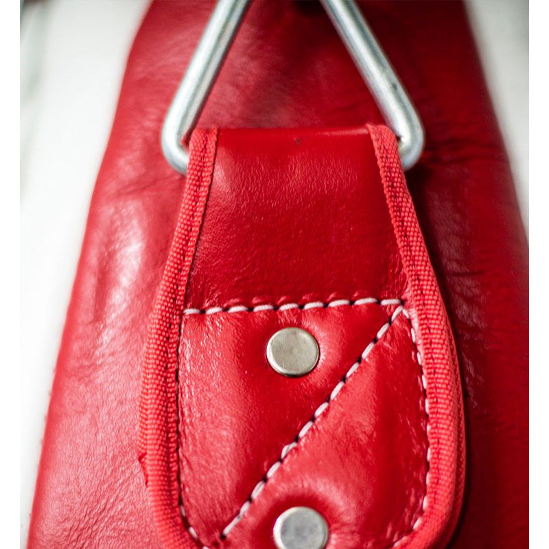 Full Leather Teardrop Punch Bag - Red & White