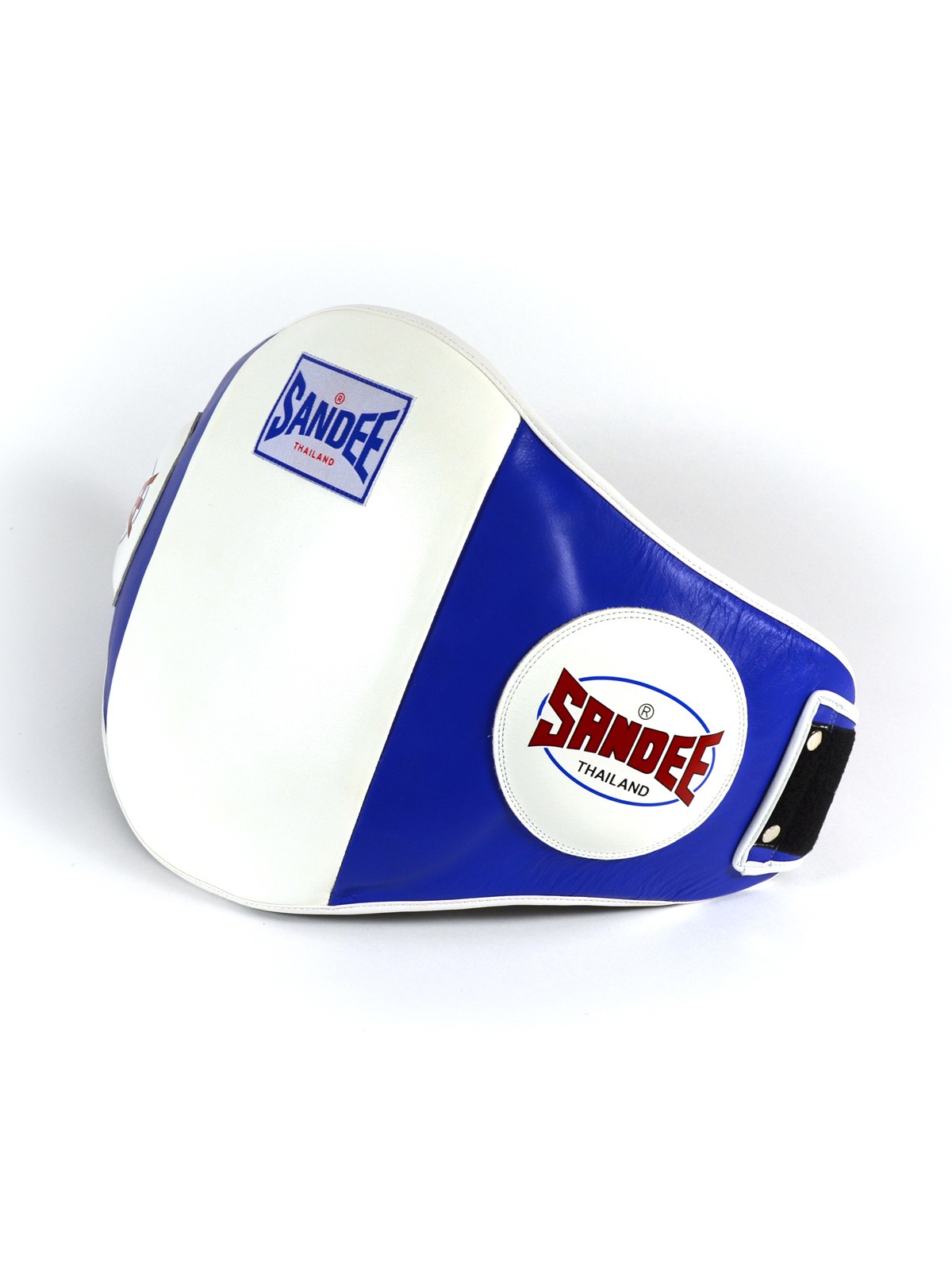 Sandee Muay Thai Boxing Belly Pad Blue & White Leather Training 