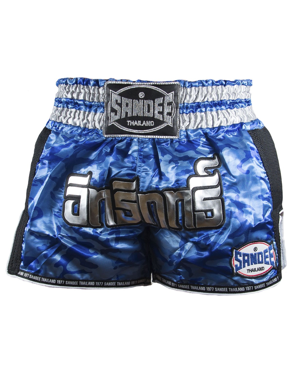 Sandee Blue/Carbon/Silver/Black Supernatural Power Shorts Thai Kick Boxing