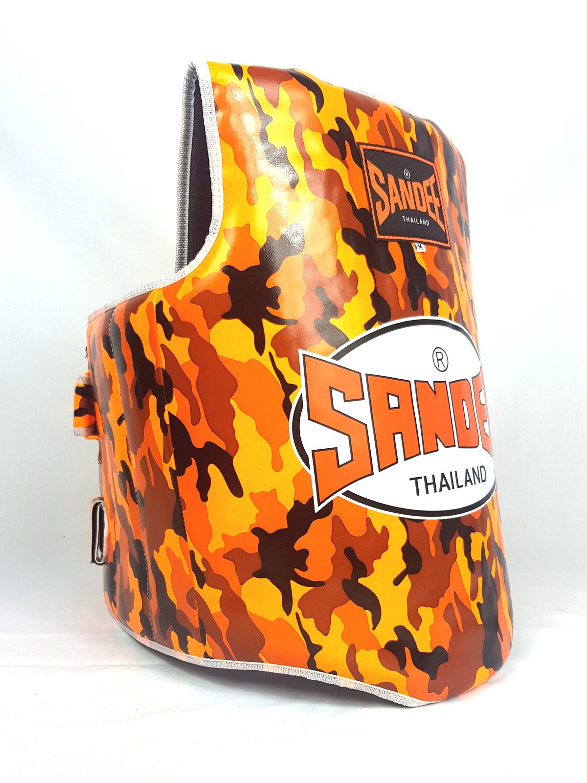 Sandee Body Shield Protection Muay Thai Boxing Synthetic Leather Camo Orange