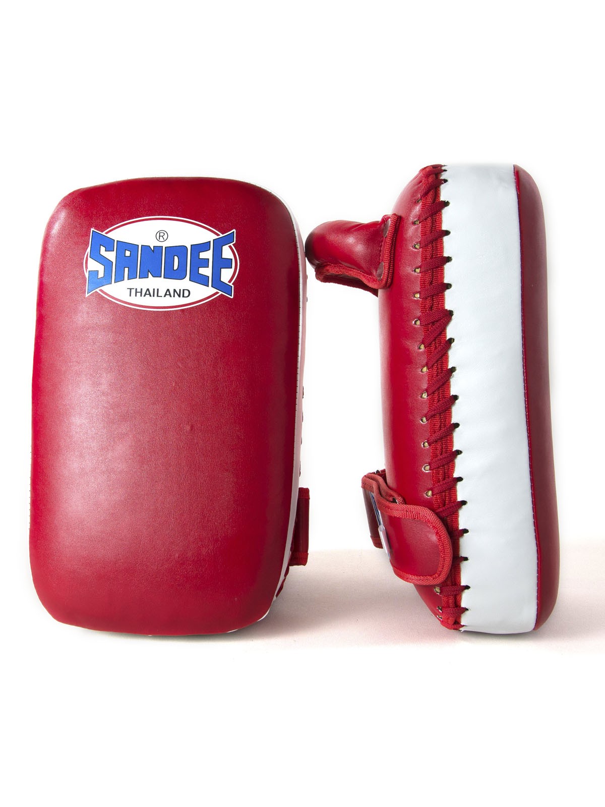 Sandee Thai Kick Pads Boxing Small Extra Thick Synthetic Flat Red White 