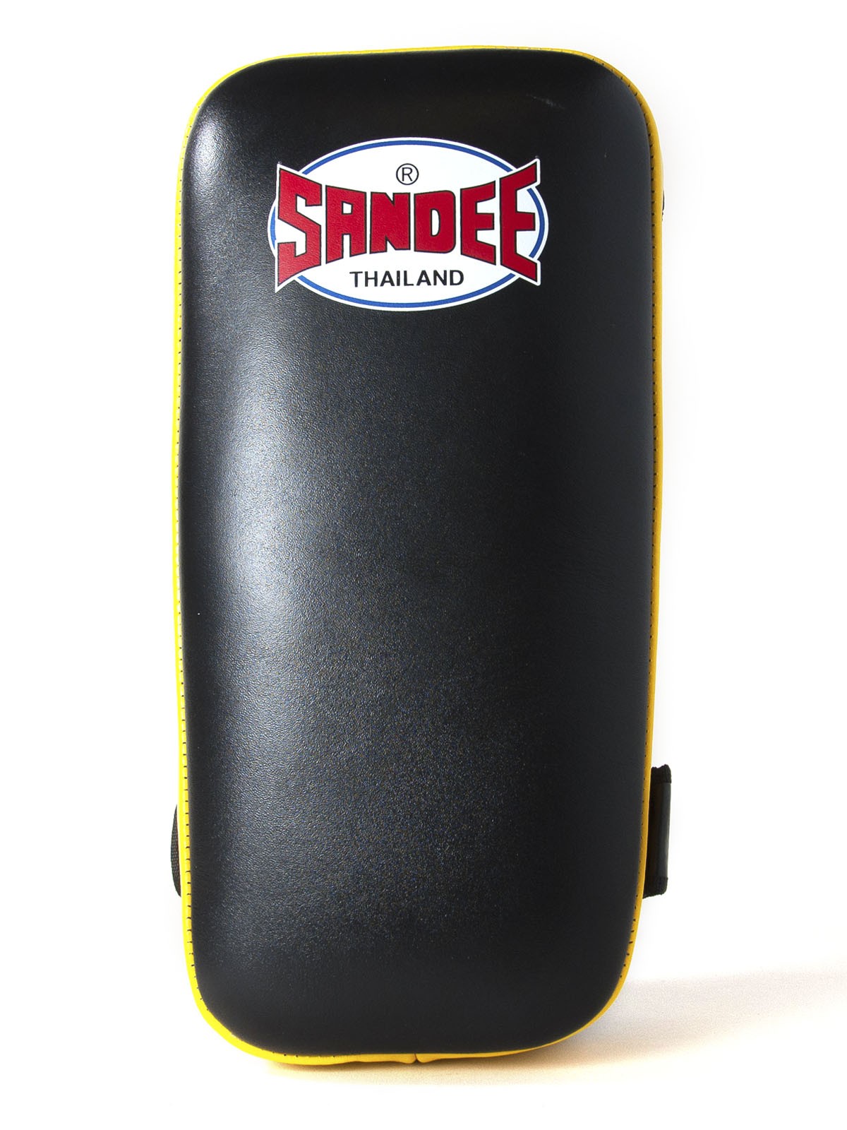 Sandee Black & White Curved Thai Leather Kick Pads Boxing Training MMA Muay Thai 