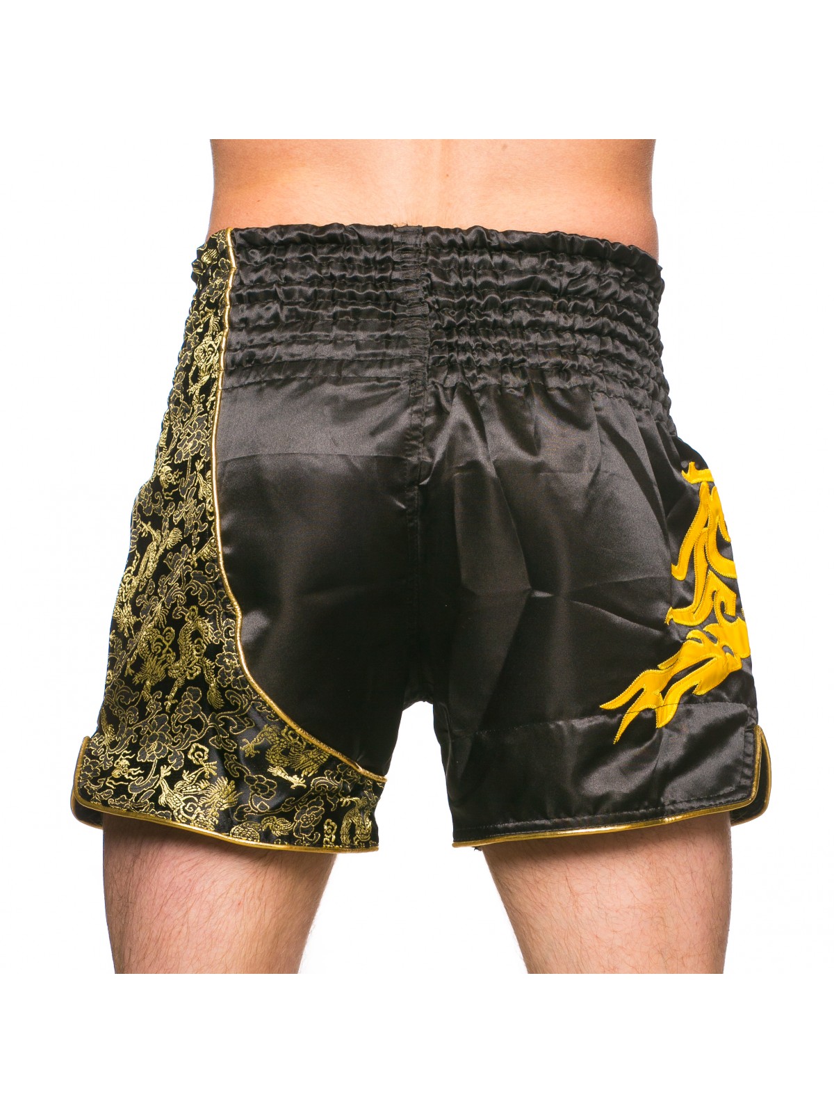 Black Yellow Sandee Muay Thai Boxing Shorts Unbreakable 