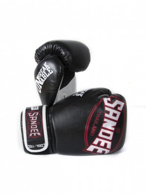 Sandee Cool-Tec Velcro Black, White & Red Synthetic Leather Boxing Glove