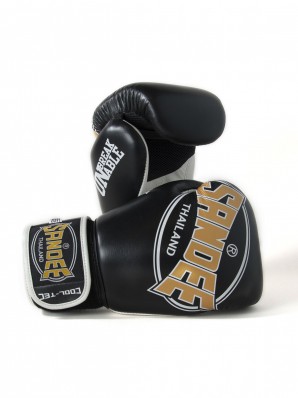 Sandee Cool-Tec Velcro Black, Gold & White Leather Boxing Glove