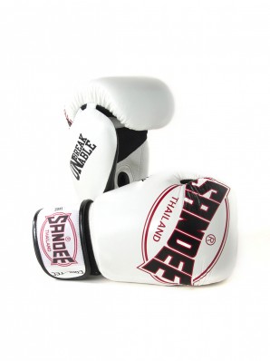 Sandee Cool-Tec Velcro White, Black & Red Leather Boxing Glove