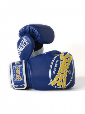 Sandee Cool-Tec Velcro Blue, Yellow & White Kids Synthetic Leather Boxing Glove