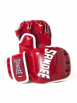Sandee Red & White Leather MMA Sparring Glove
