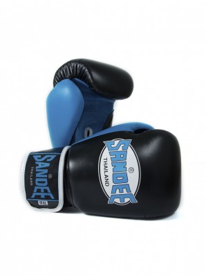 Sandee Neon Velcro Black & Blue Leather Boxing Glove