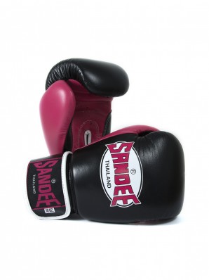 Sandee Neon Velcro Black & Pink Leather Boxing Glove