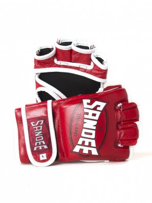 Sandee Red & White Leather MMA Fight Glove