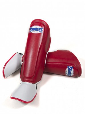 Sandee Authentic Red & White PU Boot Shinguards