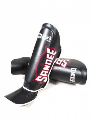 Sandee Cool-Tec Black, White & Red Leather Boot Shinguard