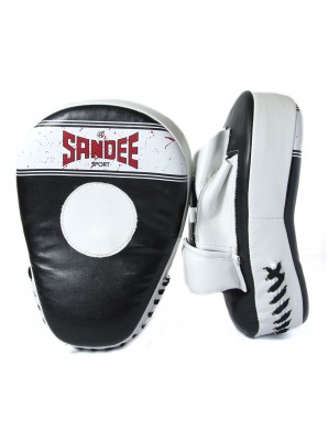 Sandee Sport Synthetic Leather Black & White Curved Focus Mitt
