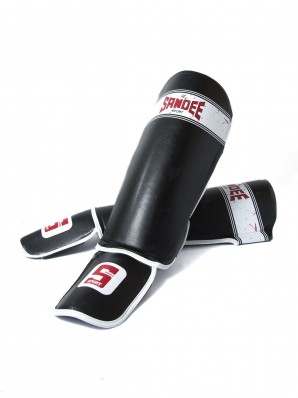 Sandee Sport Velcro Black & White Synthetic Leather Boot Shinguard