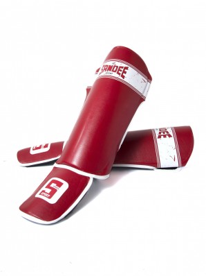 Sandee Sport Velcro Red & White Synthetic Leather Boot Shinguard