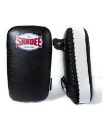 Sandee Small Extra Thick Black & White Synthetic Leather Flat Thai Kick Pads