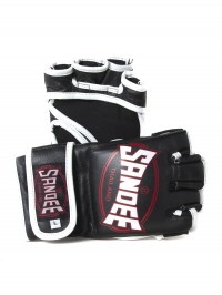Sandee Black & White Leather MMA Fight Glove
