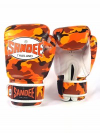 Sandee Authentic Velcro Camo Orange & White Synthetic Leather Boxing Glove