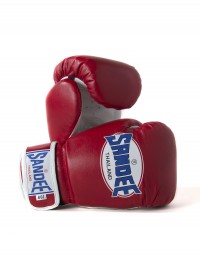 Sandee Authentic Velcro Red & White Synthetic Leather Boxing Glove