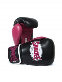 Sandee Neon Velcro Black & Pink Leather Boxing Glove