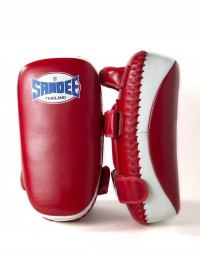 Sandee Red & White Curved Thai Leather Kick Pads