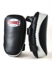 Sandee Black & White Curved Thai Leather Kick Pads