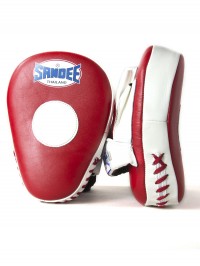 Sandee Leather Red & White Curved Focus Mitt
