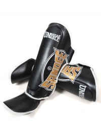 Sandee Cool-Tec Black, Gold & White Leather Boot Shinguard