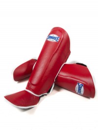Sandee Authentic Red & White Leather Boot Shinguards