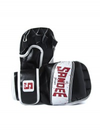 Sandee Sport Black & White Synthetic Leather MMA Sparring Glove