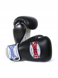 Sandee Authentic Velcro Black & White Leather Boxing Glove